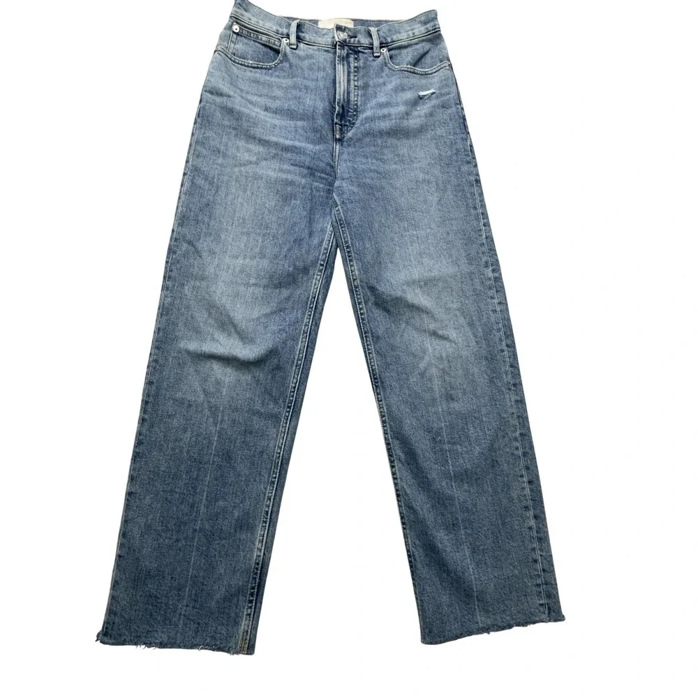 Everlane‎ The Way High Jeans Womens 27R Blue Medium Wash High Rise Wide Leg Crop